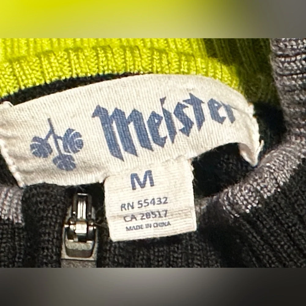 Meister Black Wool Quarter Zip Sweater Nordic Ski Patch Men's Medium